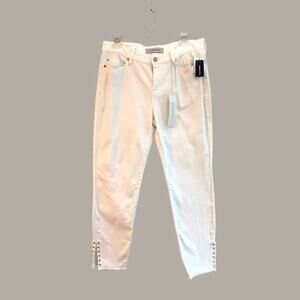 Liverpool White Denim Maya Crop Size 4 / 27 NWT Fray Split Hem Grommet